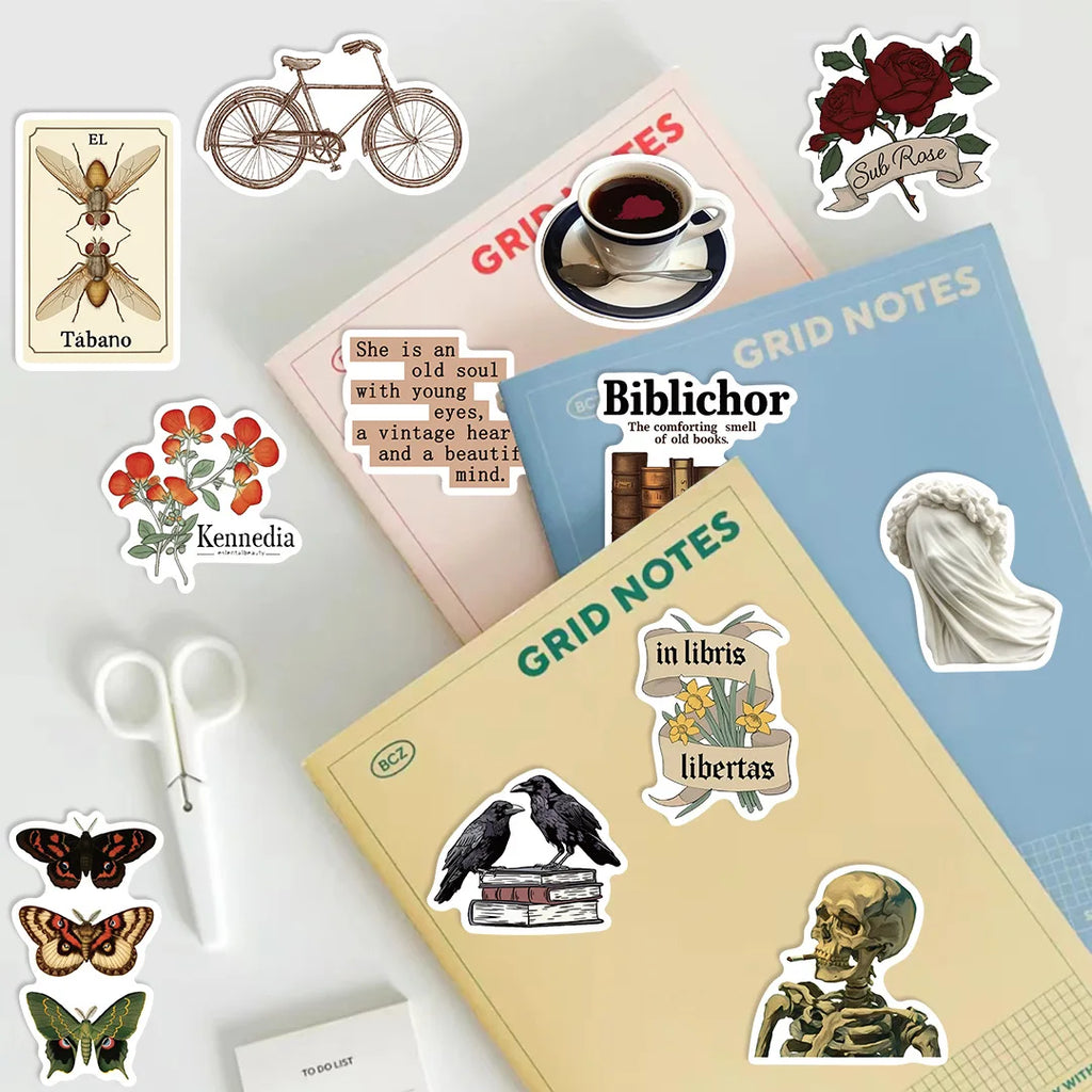 50 autocollants décoratifs Graffiti sombres et esthétiques pour guitare, carnet de notes, bagages, DIY, imperméables