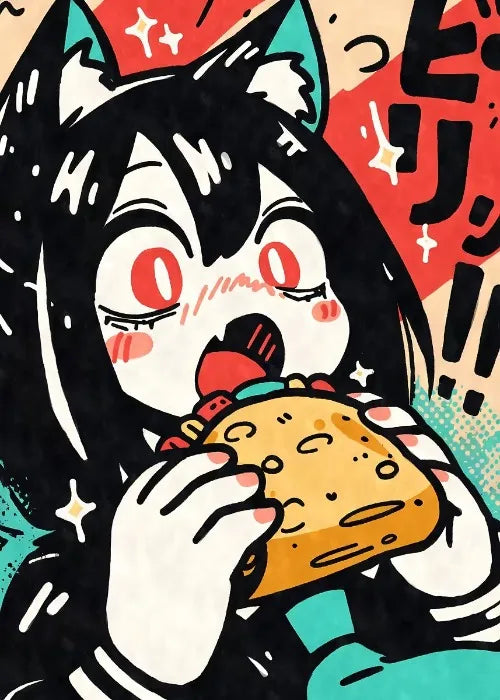 Cat Ear Anime Girl Eating Ramen Poster Aesthetic Anime Ramen Art Prints Japanese Style Cartoon Decor Sexy Girl Canvas Painting