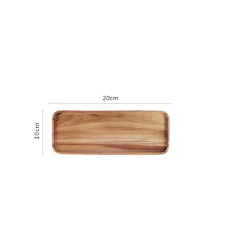 Bandeja de Madera Natural, Bandeja de Café, Plato Rectangular, Bandeja para Fruta, Aperitivos, Almacenamiento de Alimentos, Bandeja de Servicio para Hotel o Casa, Suministros Decorativos