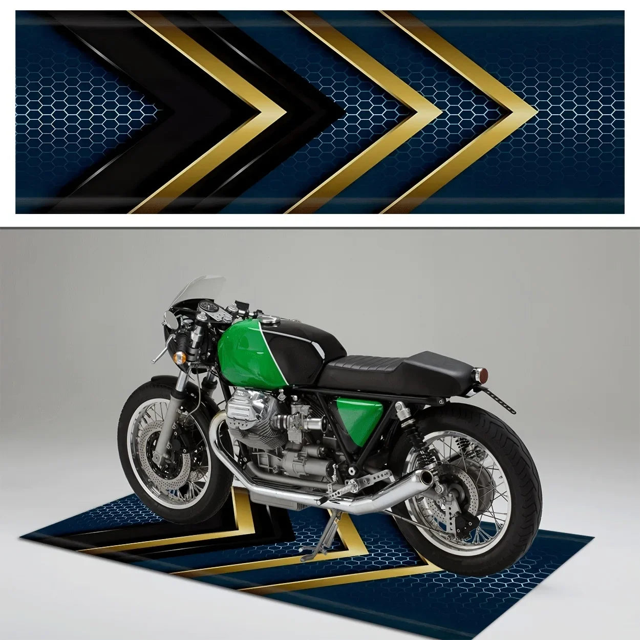 Tapis de moto en flanelle premium VIKAMA, Tapis de sol pour moto, Tapis de stationnement, Résistant à l'huile, Antidérapant, Anti-taches, Décoration intérieure