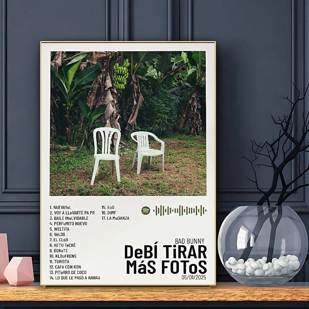 Póster B-Bad B-BunnyS de cantante, arte de pared autoadhesivo, impresión impermeable para el hogar, sala de estar, dormitorio, bar, decoración estética