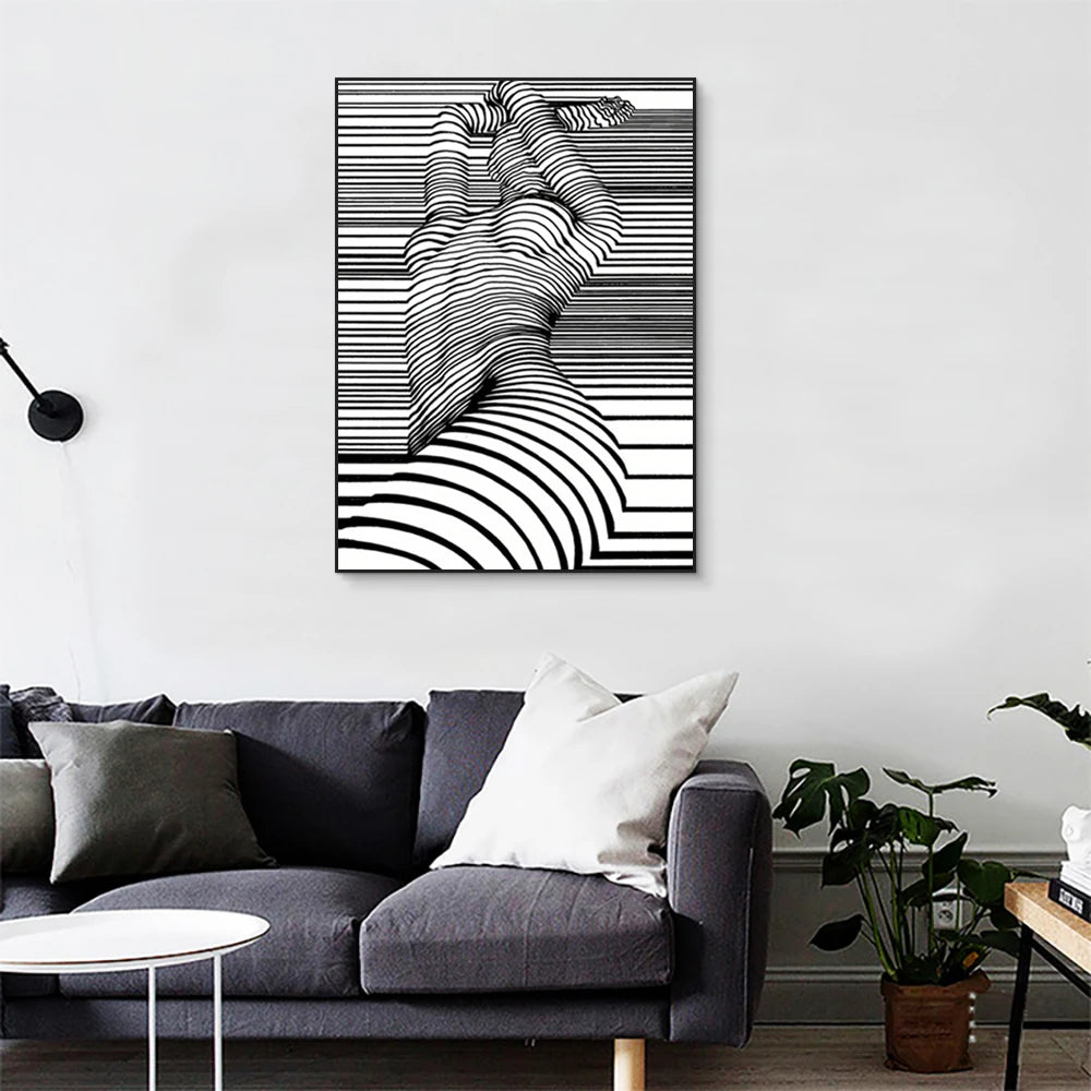 Arte de pared abstracto moderno, imagen de mujer desnuda en blanco y negro, póster impreso en lienzo HD, decoración para sala de estar, hogar, pasillo