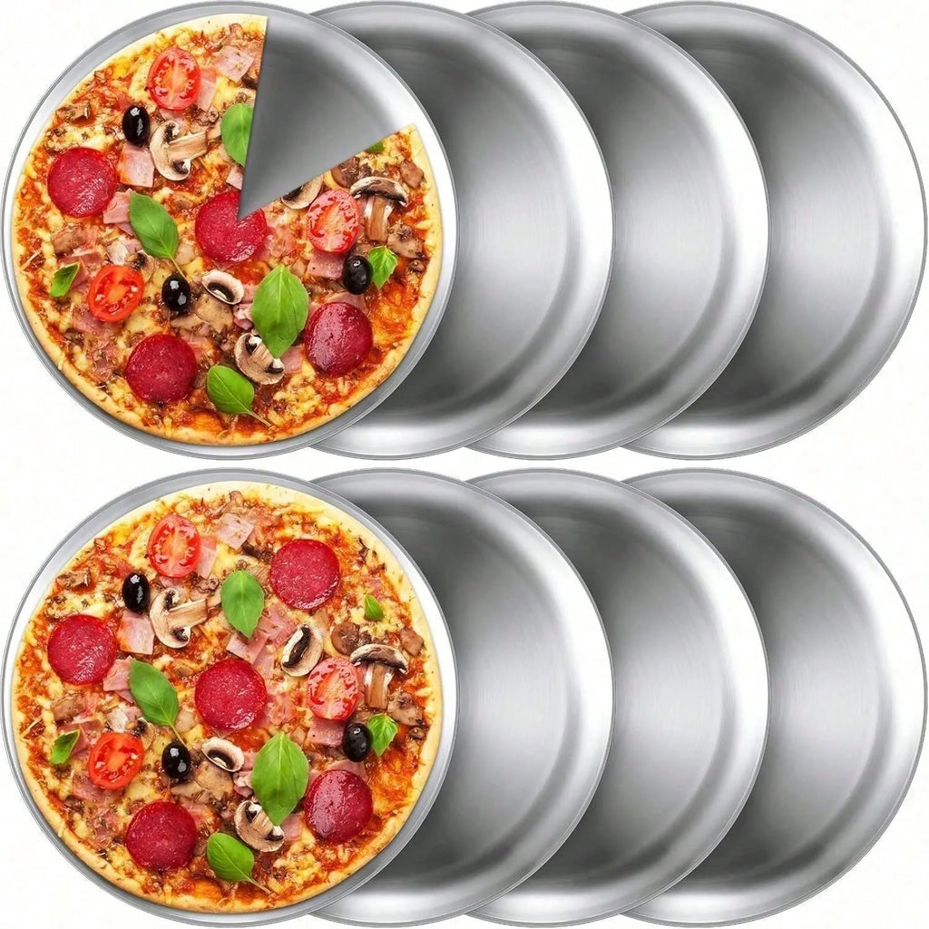 8pcs Assiette Ronde Épaisse en Acier Inoxydable Doré de Corée 17CM Assiette de Barbecue Plateaux de Service en Acier Assiettes