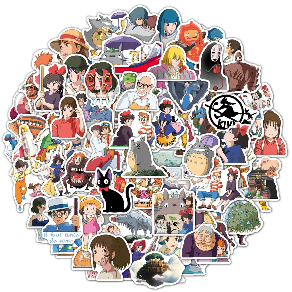 100 pegatinas de anime de Hayao Miyazaki para laptop, monopatín, equipaje, teléfono, coche, calcomanías de graffiti impermeables, juguete para niños