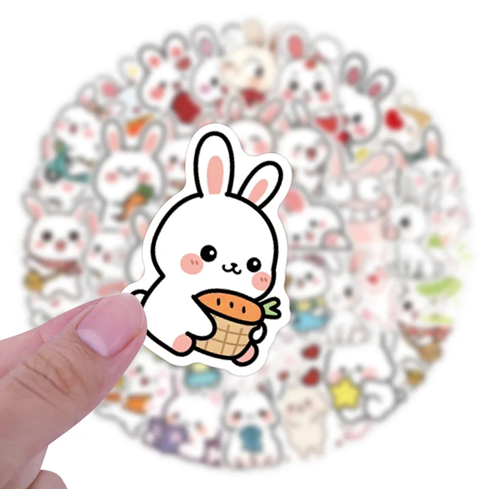 60/120 PCS Autocollants Mignons Série Animaux Lapin Graffiti Bagages Tasse à Eau Scooter