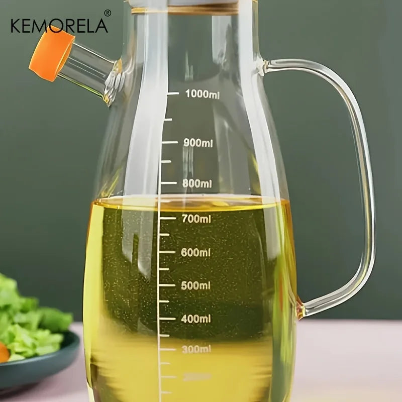 KEMORELA 1PC Botella de Cristal para Aceite de Oliva, Botella Antifugas de Aceite sin BPF, para Cocina, Barbacoa al Aire Libre, Picnic, Contenedor de Condimentos, Suministros de Cocina
