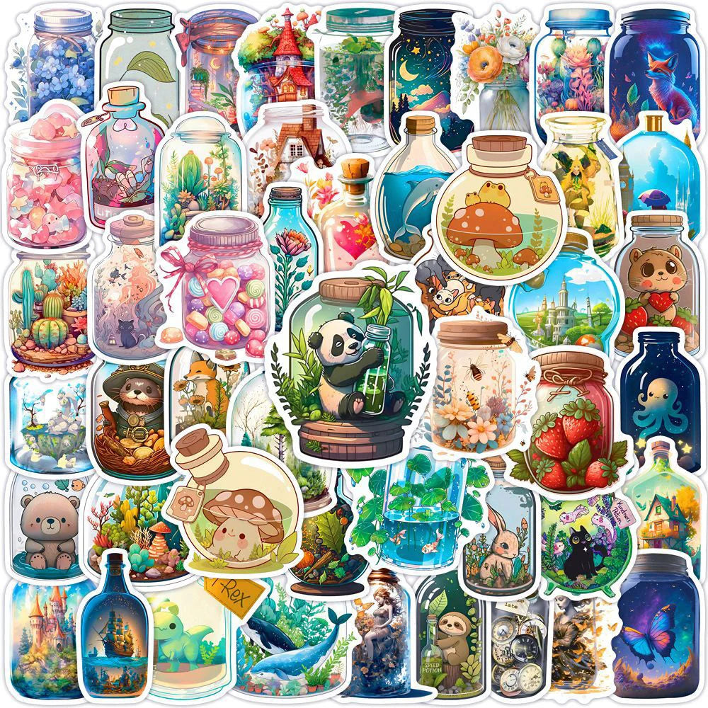 10/30/50 PIÈCES Style INS Bouteille Monde Dessin Animé Esthétique Autocollants Bagages Skateboard Mignon Graffiti Fille Gradient Autocollant Décalcomanie Jouet