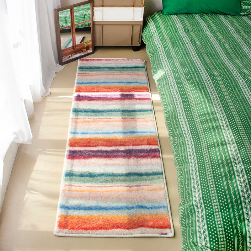 VIKAMA Tapis long en cachemire style Ins, couverture de lit de chambre rafraîchissante et confortable, couverture de baie vitrée, tapis de vestiaire, décoration intérieure