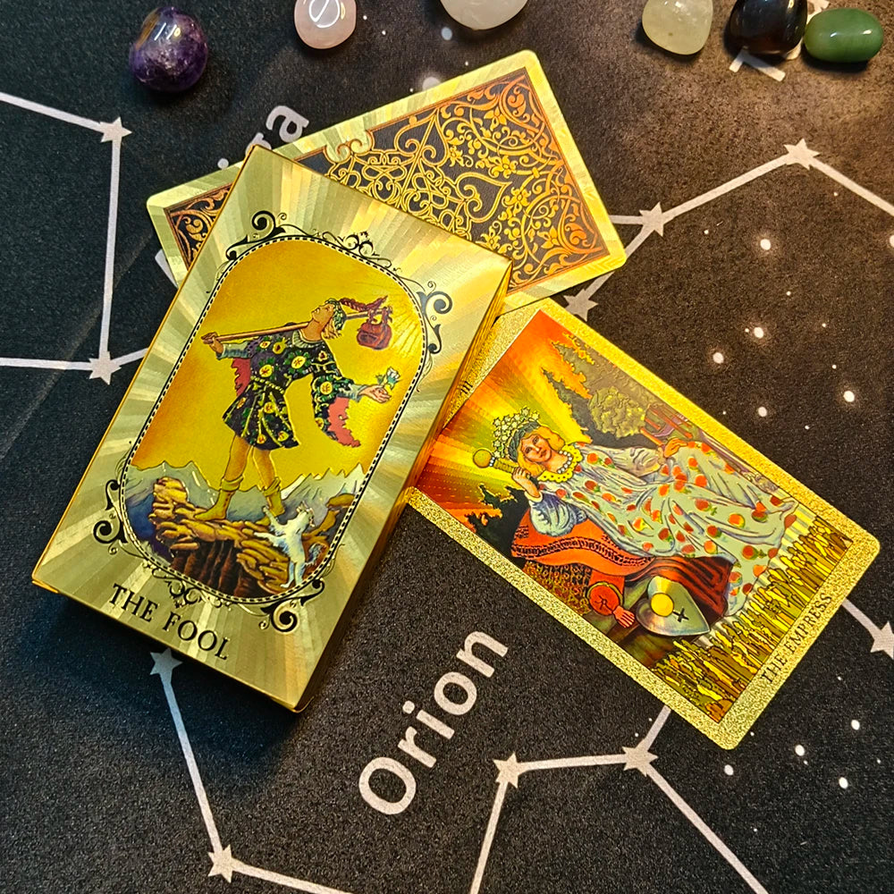 Cost Worthy Luxe Gold Foil Tarot Deck With Nice Plastic Package Board Game of Oracle Cards For Beginners