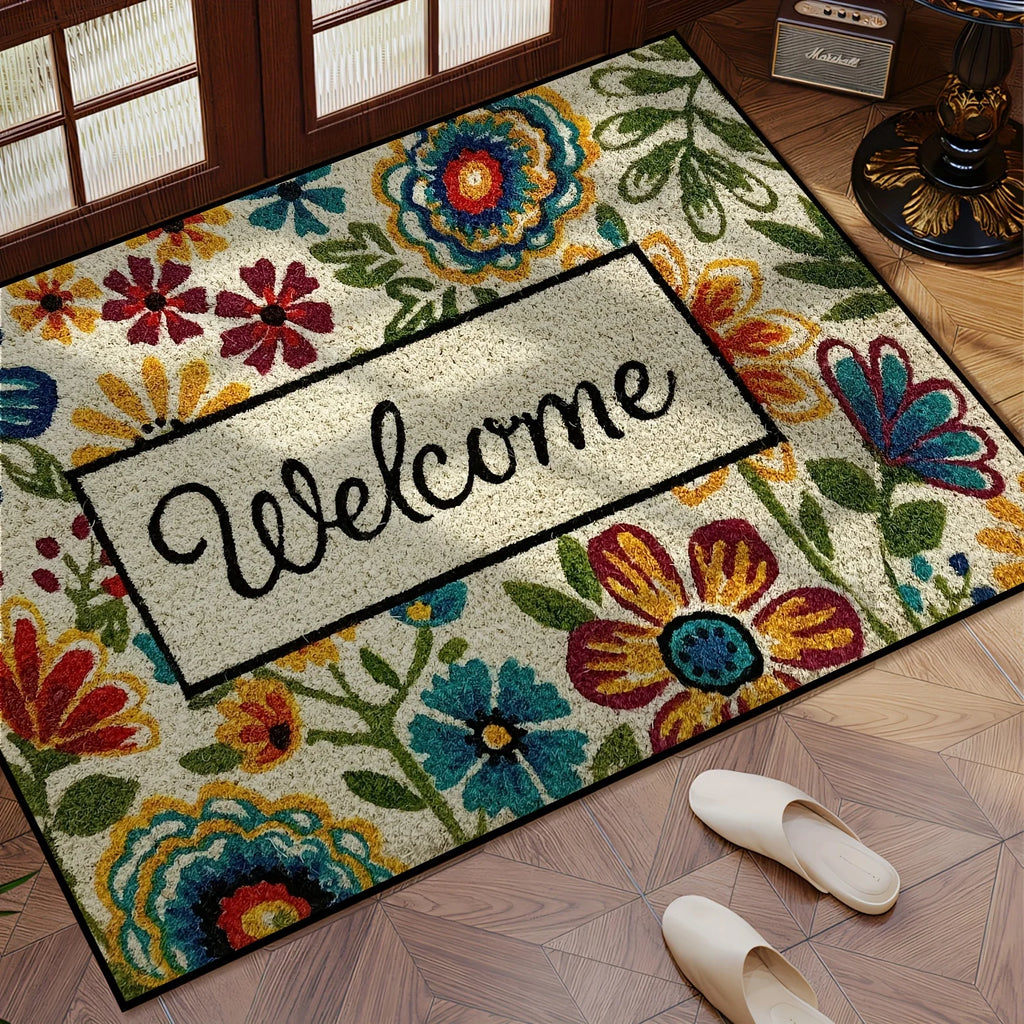 VIKAMA Alfombra de flores brillantes para jardín, felpudo de bienvenida para dormitorio, sala de estar, alfombra para exteriores, decoración del hogar