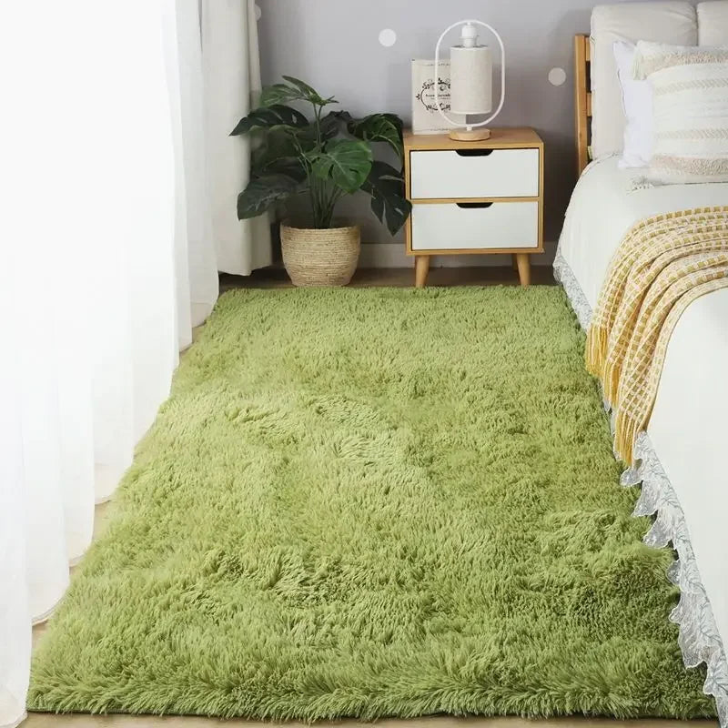 Alfombra de felpa de color liso VIKAMA - Cojín suave y mullido para el dormitorio - Alfombra de suelo para la zona del salón - Decoración del hogar
