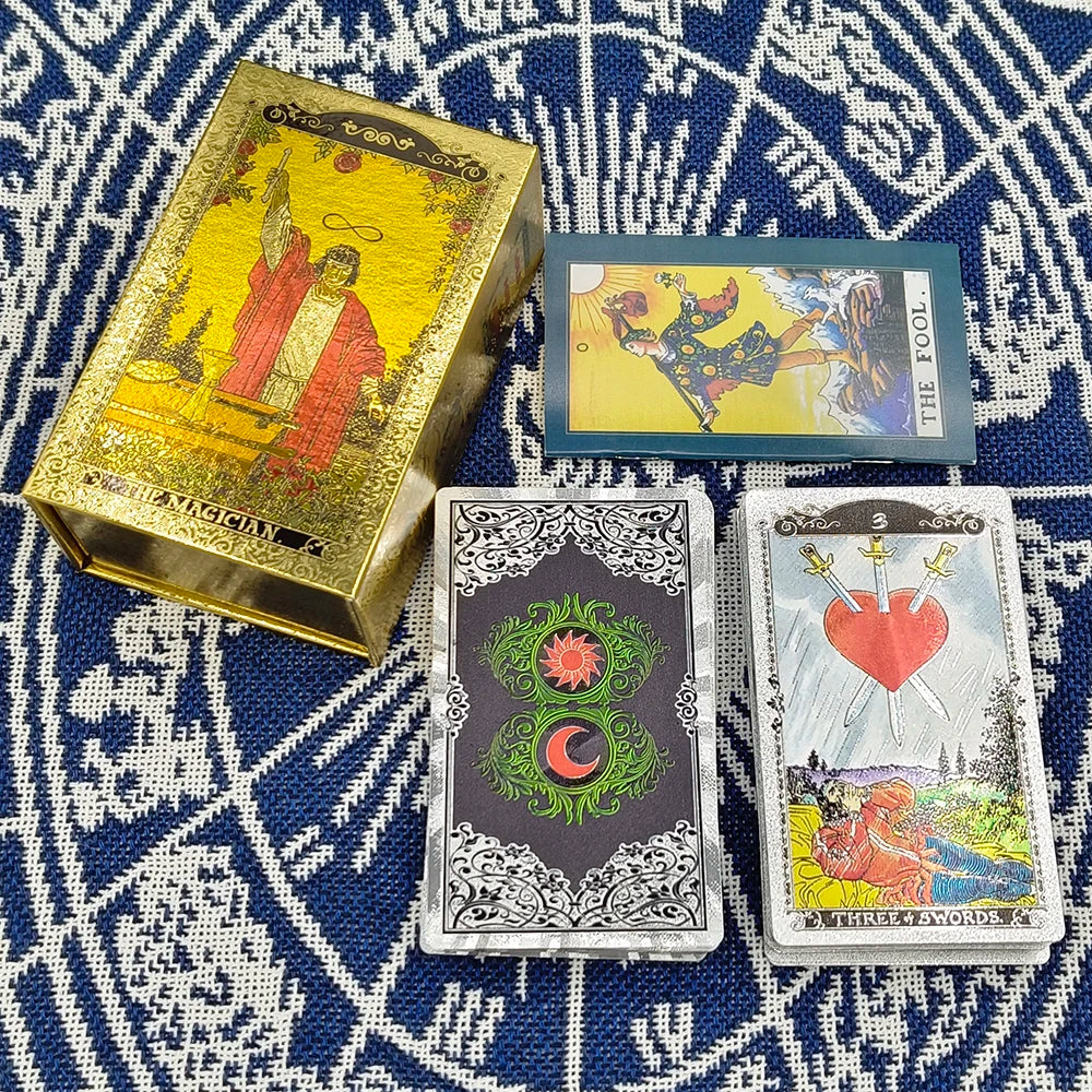 Nouvelle version de cartes oracle de tarot de qualité supérieure avec feuille d'or, manuel illustré en couleurs et boîte magnétique