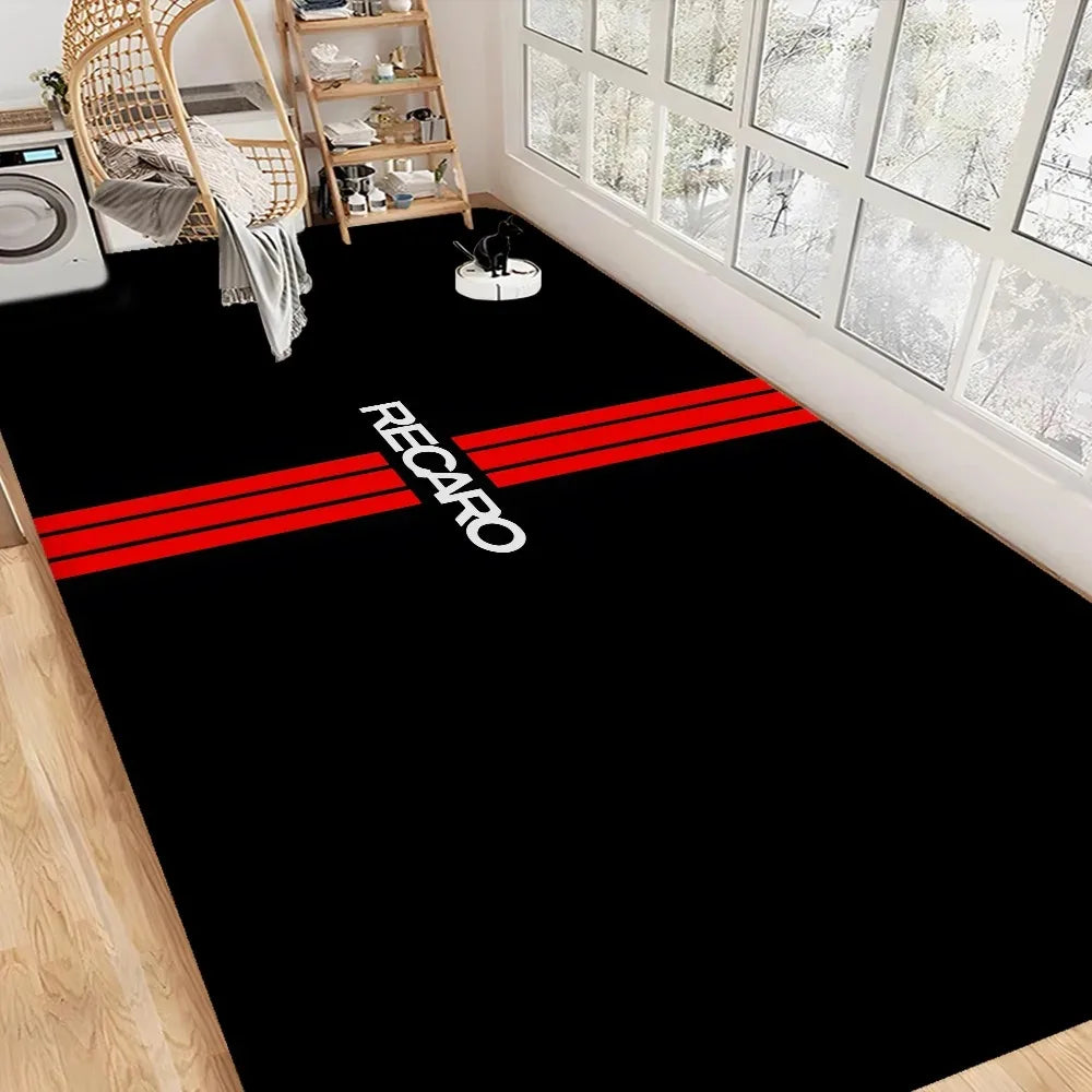 RECARO Letter Carpet Mat Rug Geometric Pattern Home Decoration with Colorful Stripes for Living Room Laundry Room Bedroom Decor