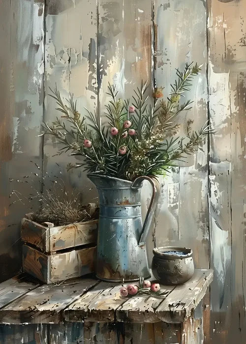Jarrón de flores de naturaleza muerta, decoración de pared de pintura botánica vintage, jarrones antiguos vintage, impresiones estéticas, pintura de lienzo de olivo