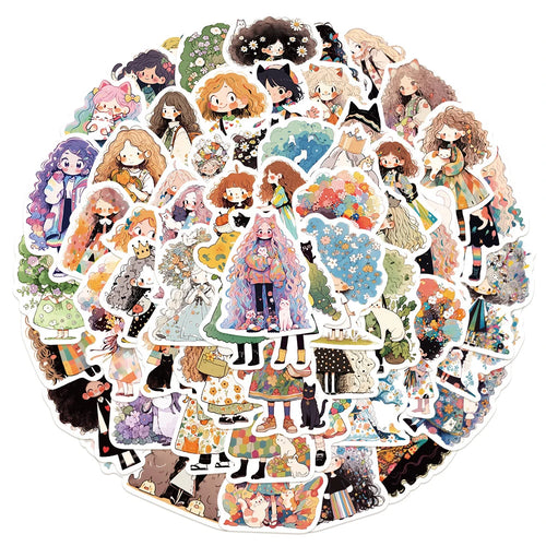 10/30/50pcs Cute Cartoon Girl Anime Stickers Aesthetic Decals Fridge Laptop Phone Scrapbook Diary Decoration Sticker Kids Toys