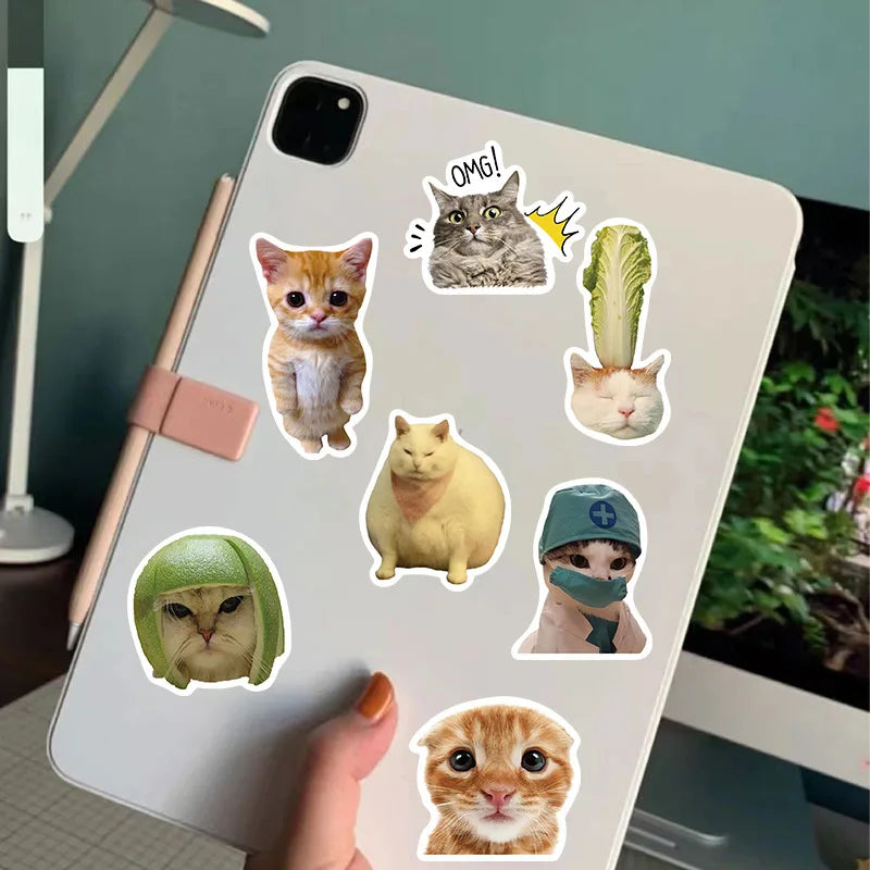 100/200 pegatinas divertidas de gatos Kawaii, animales, perros, para laptop, álbum de recortes, calcomanías decorativas, papelería, pegatinas impermeables de grafiti para niños