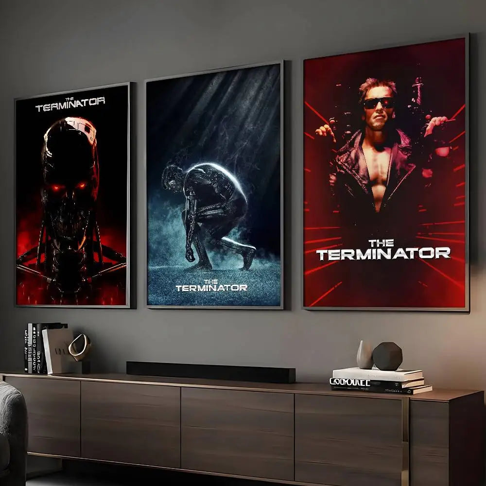 Póster Clásico de Película "The Terminator" Adhesivo para Pared, Impresión Impermeable para el Hogar, Sala de Estar, Dormitorio, Bar, Decoración Estética