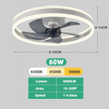 Ventilador de techo con luz LED y control remoto, 3 colores regulables, iluminación silenciosa para salón, comedor, dormitorio