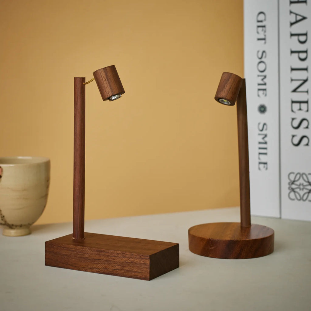 Lámpara de Mesa de Madera Retro Luz Nocturna con Interruptor Giratorio Lámpara de Noche LED de Protección Ocular Luces Decorativas de Escritorio