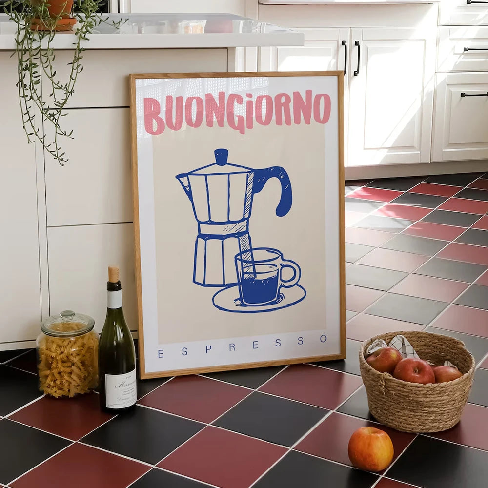 Modern Trendy Retro Vintage Chic Coffee Espresso Wall Art Prints Canvas Painting Poster Picture For Office Kitchen Home Decor