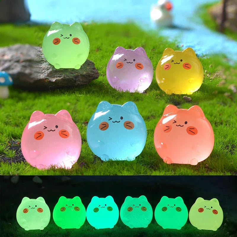 5-50pcs Mini Ornement Lumineux Chat de Dessin Animé Artisanat Figurines Miniatures Micro Paysage Accessoires de Décoration Maison Cadeaux