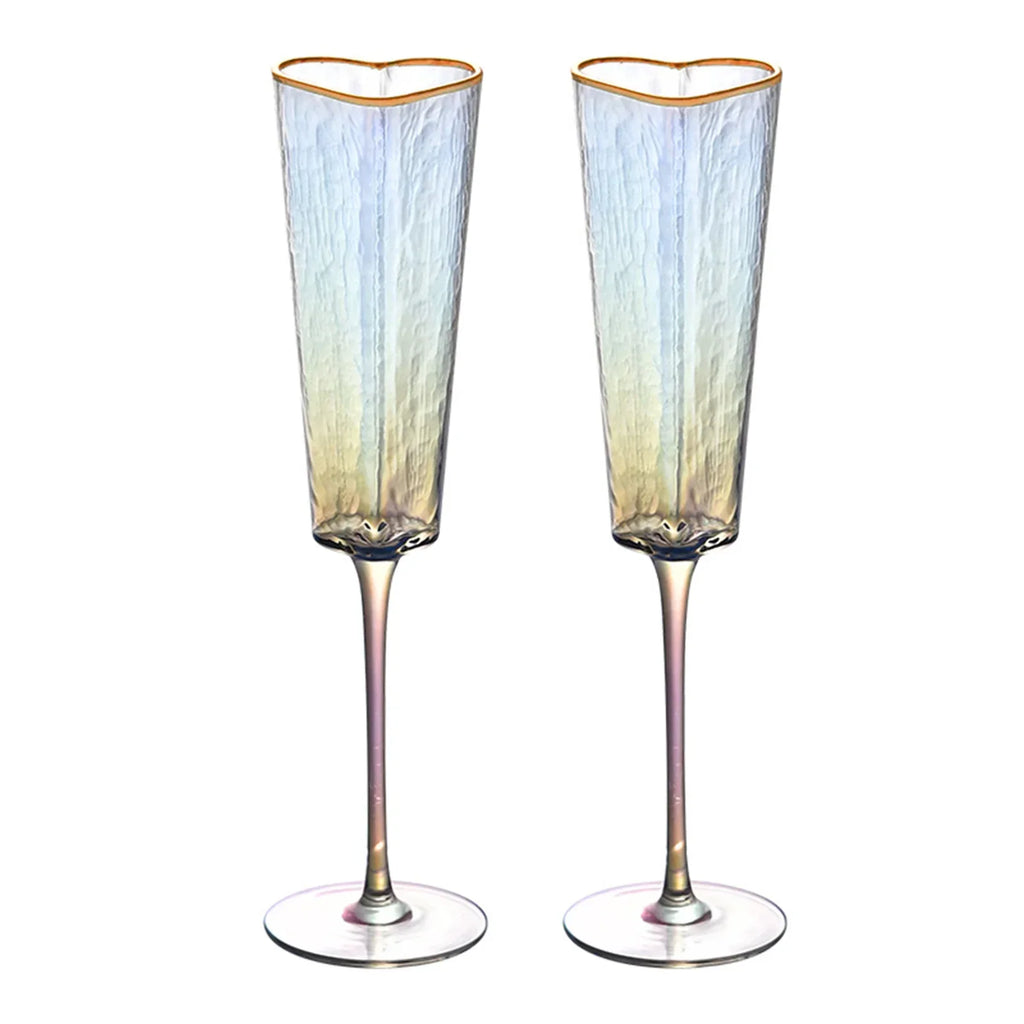 Verre à vin en forme de cœur à jante dorée, durable, pour la maison, les fêtes et les clubs.