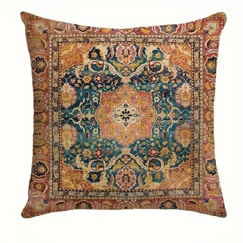 VIKAMA Funda de Almohada Bohemio Retro, Funda de Cojín Étnico Nórdico, Lavable, Cierre con Cremallera, Decoración para Sofá y Dormitorio