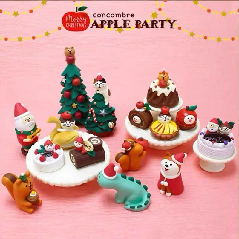 Zakka Figuras Navidad Japonés Creativo Exquisito Mate Resina Navideña Pequeña Decoración Cisne Puff Ukelele Trineo Sofá Reno