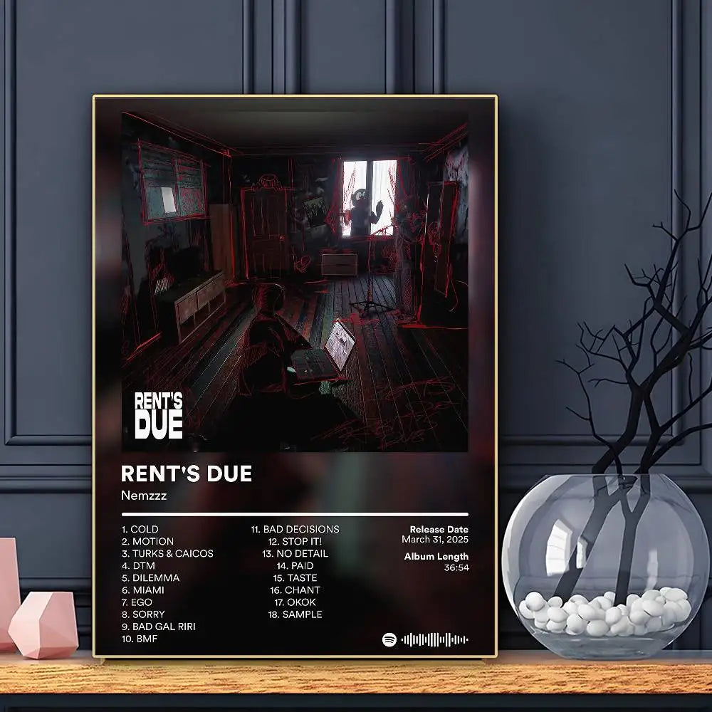 Nemzzz Affiche de rappeur - Art HD Autocollant mural imperméable pour maison, salon, bar, décoration