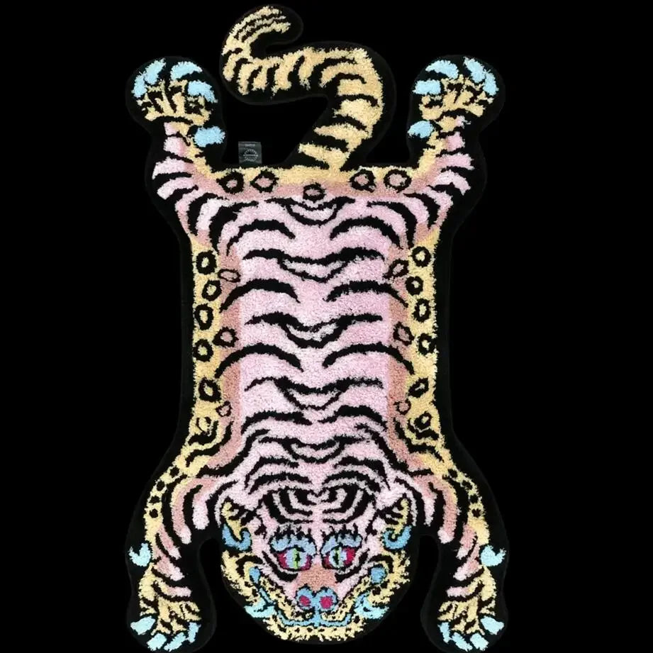 Alfombra con estampado de tigre VIKAMA, alfombra suave de imitación cachemir, alfombra cálida para mesita de noche de dormitorio, alfombrilla para el suelo de la sala de estar, decoración del hogar
