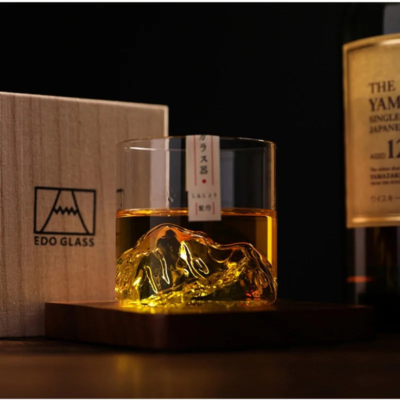 Tasse à thé japonaise en verre Glacier Mountain Mont Fuji Tasse à thé en verre résistant à la chaleur Bureau Pratique Rétro Verre à vin Tasse à whisky Maison