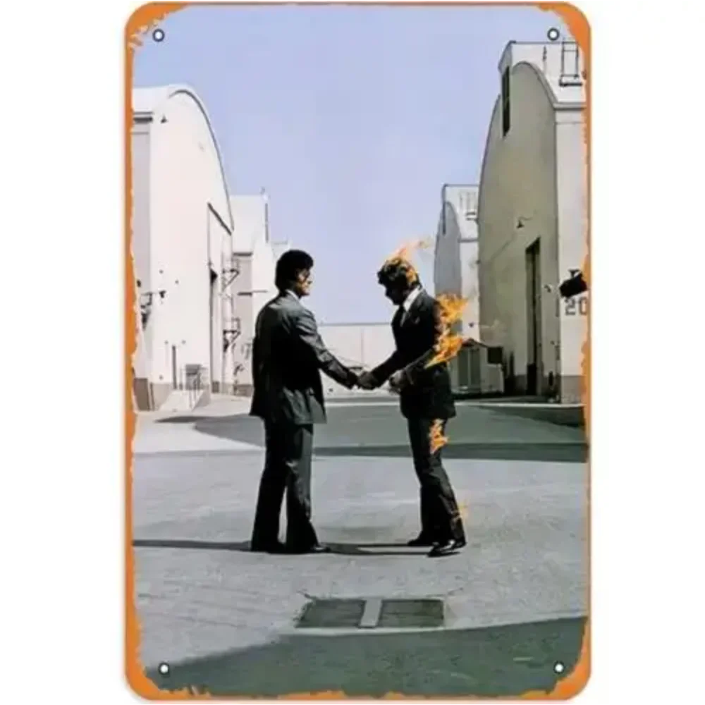 P-Pink Rock Band Floyd "Wish You Were Here" Letrero metálico - Decoración de aluminio de primera calidad con portada de álbum