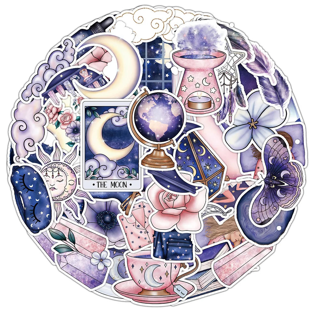10/30/50 pièces mignonnes sorcières magiques lune gothique esthétique autocollants Art dessins animés décalcomanies ordinateur portable Scrapbook valise Graffiti autocollant jouet