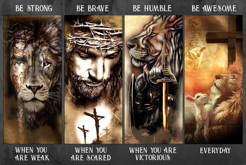 Classic Christian Wall Art Bible Jesus Lion And Warrior Oil On Canvas Posters And Prints Living Room Decoration Gifts