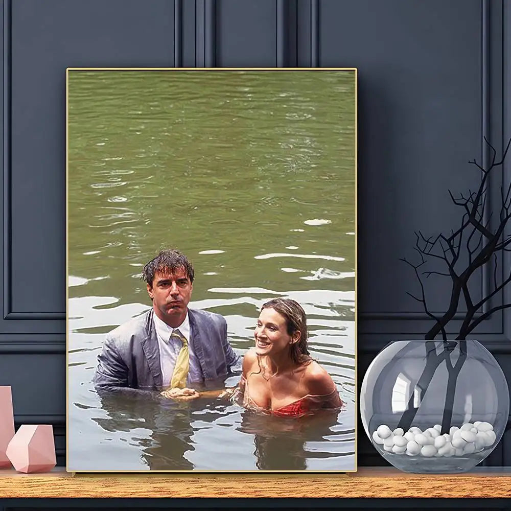 Sexo en Nueva York Carrie y Mr Big Foto Clásico Póster Arte de Pared Adhesivo Impresión Impermeable Hogar Salón Dormitorio Bar Estético