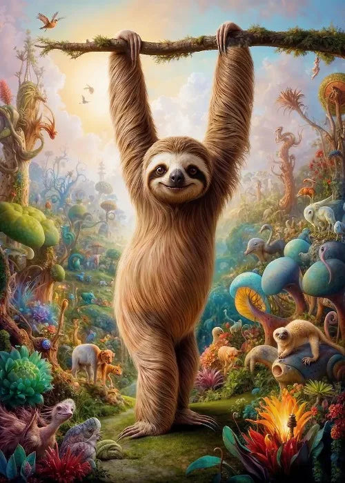 Affiches Animaux Sauvages Safari Surréaliste Décor Mural Esthétique Animal Totem Monde Surréaliste Lion Éléphant Tigre Lapin Renard Impressions sur Toile