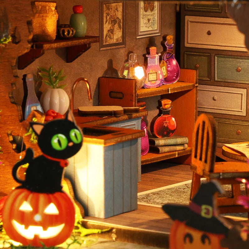 Villa Manoir Magique DIY - Kit de Maison Puzzle 3D en Bois, Cadeau Créatif d'Halloween et Décoration d'Intérieur à Collectionner