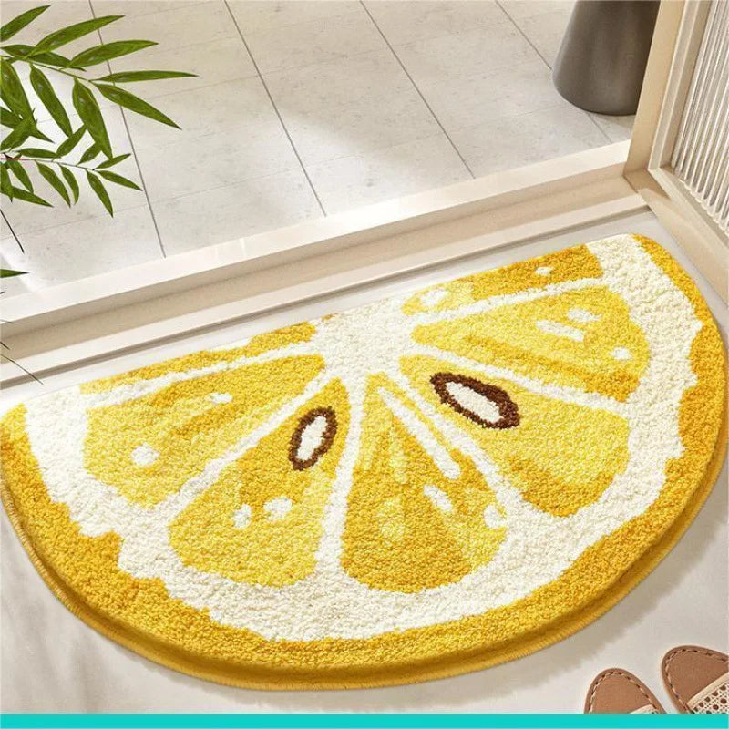 Alfombra de Imitación de Cachemira con Diseño de Frutas Frescas VIKAMA, Cálida, Lavable a Máquina, para Baño, Puerta, Porche, Decoración del Hogar