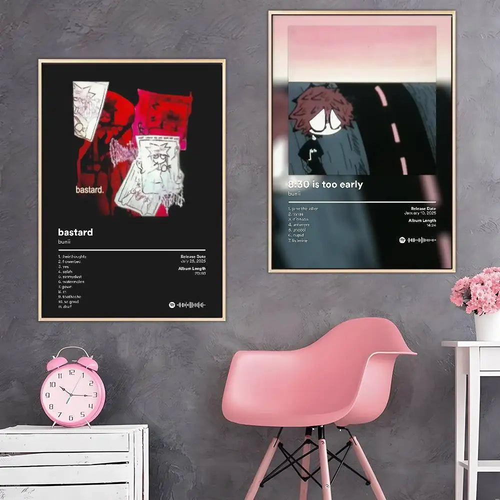 Affiche d'album de musique Bunii, art HD, autocollant mural, imperméable, pour la maison, le salon ou le bar