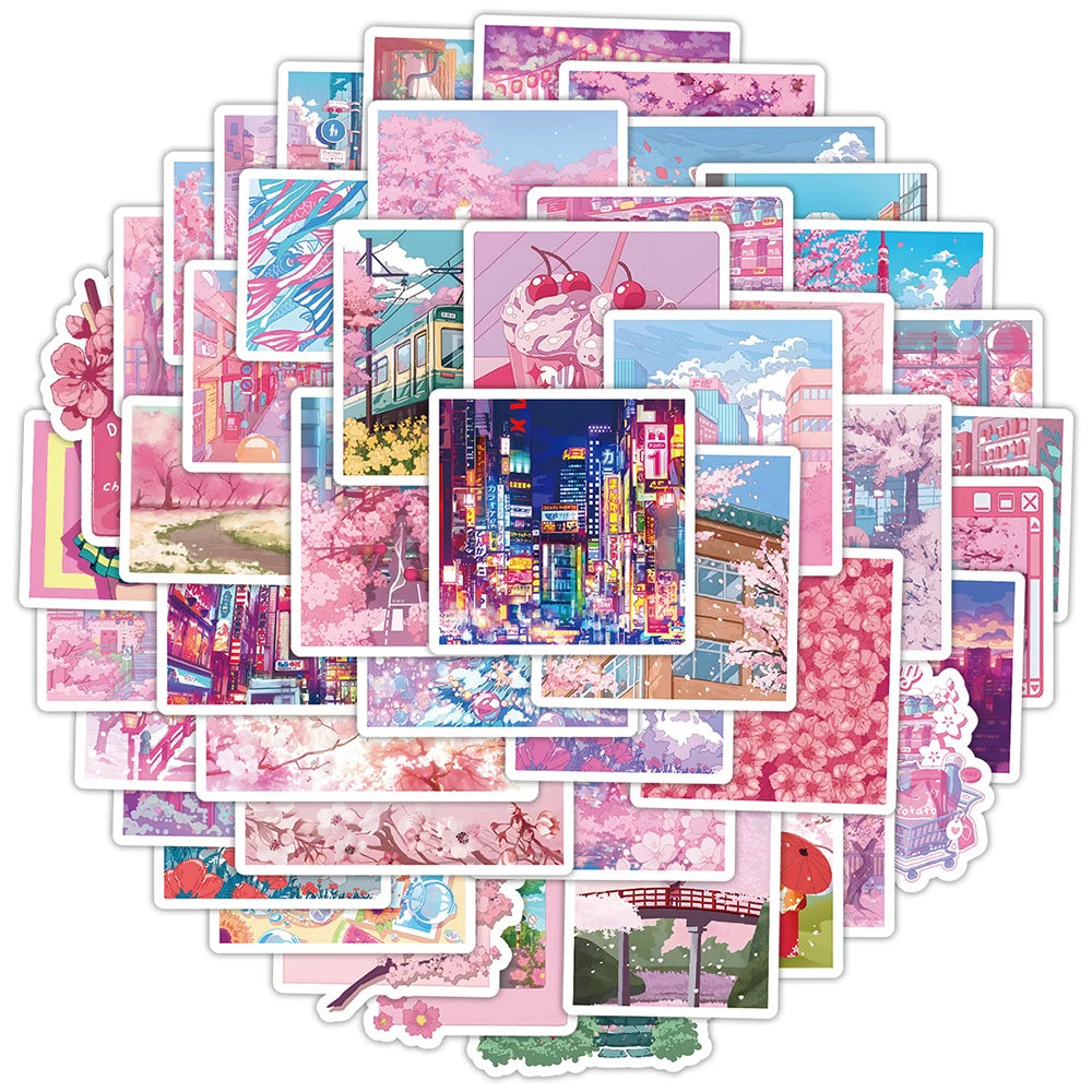 10/30/50pcs Lindas pegatinas estéticas de dibujos animados de Sakura rosa DIY portátil nevera cuaderno maleta coche decoración pegatina juguetes para niños