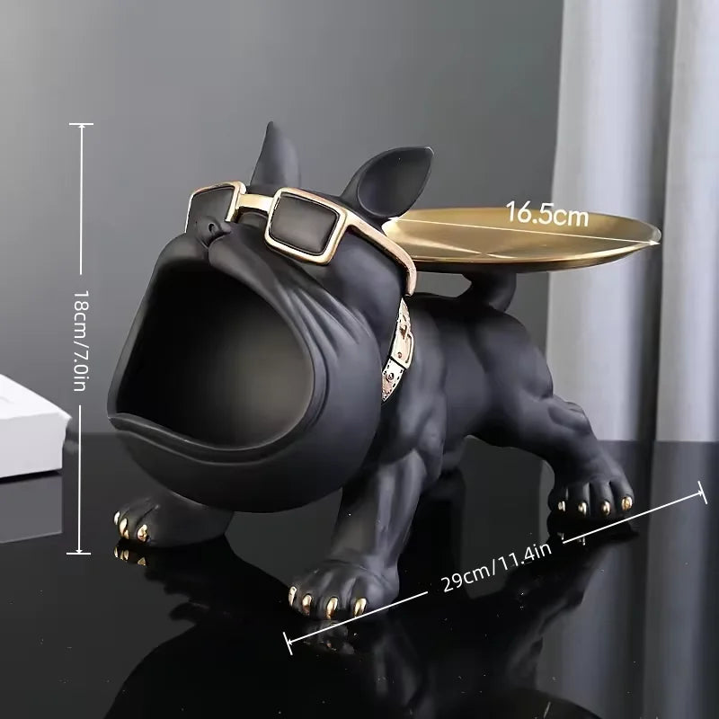 Resin Dog Statue, Bulldog Storage Tray, Animal Decoration, Handmade Resin Art Sculpture, Sculpture