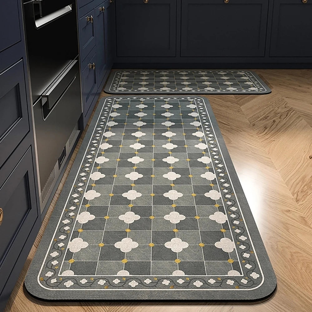 VIKAMA 1/2PCS Alfombra de cocina resistente al aceite, alfombra de baño absorbente de secado rápido, felpudo antideslizante para decoración del hogar