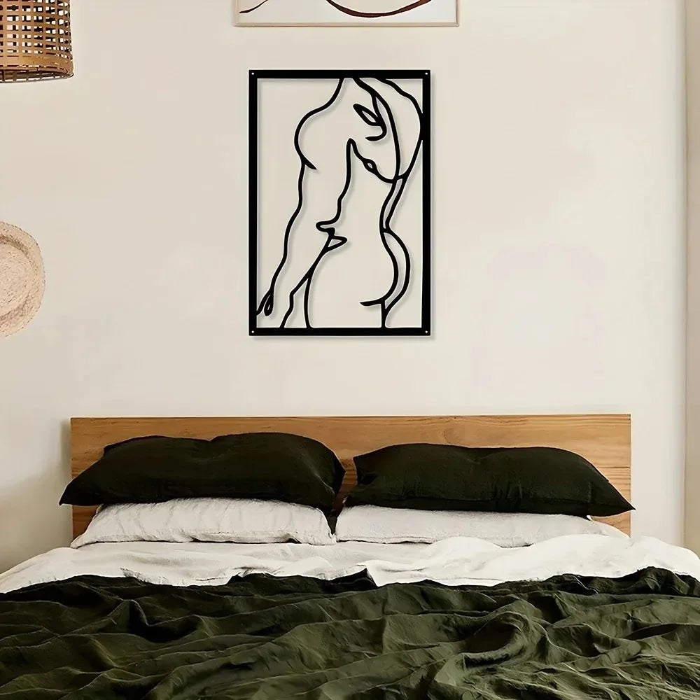 Arte de pared moderno de metal de 40x60cm - Diseño geométrico abstracto para sala de estar, decoración contemporánea elegante