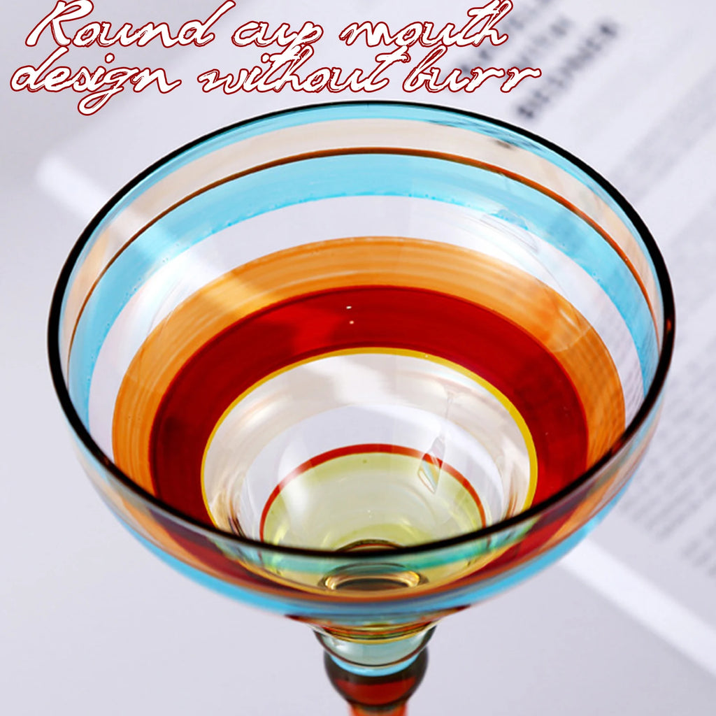 Verres à Cocktail Margarita Polyvalents Verres à Vin Colorés pour la Maison, le Bar, le Mariage, les Fêtes