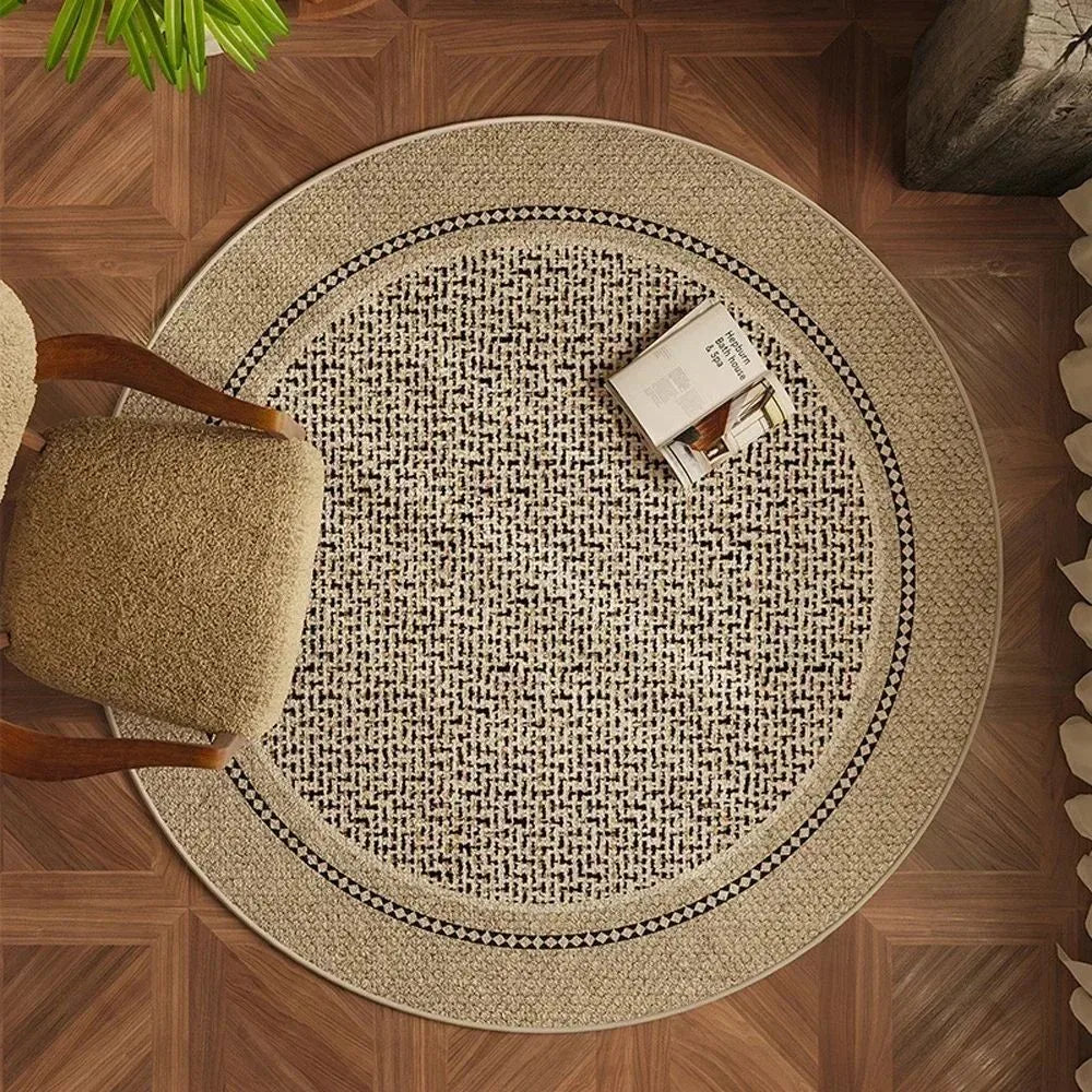 Alfombra decorativa redonda estilo Wabi-sabi japonés VIKAMA para sofá de sala de estar, alfombra para mesa de centro, cojín de suelo para silla giratoria de estudio