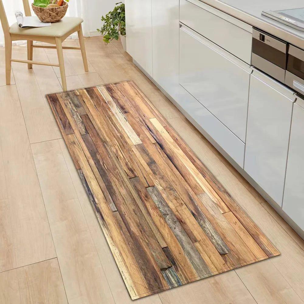 Nouveaux Tapis de Sol de Cuisine à Panneaux de Bois Arc-en-Ciel, Tapis Antidérapants pour Buanderie, Salle de Bain, Entrée, Tapis de Décoration Intérieure