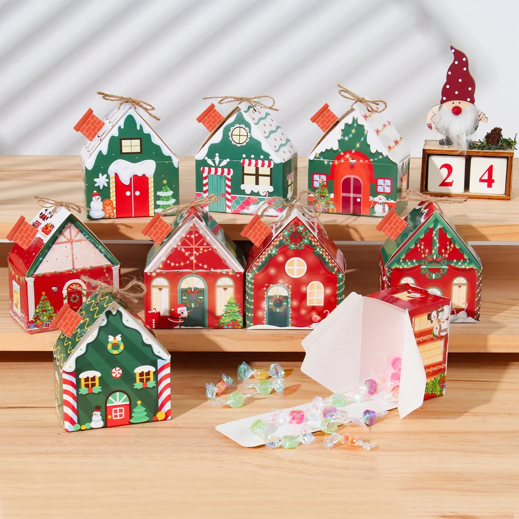 Boîte à bonbons en pain d'épices de Noël, décoration de Noël pour la maison, cadeau du Nouvel An 2024, boîte d'emballage de biscuits, ornement de Noël