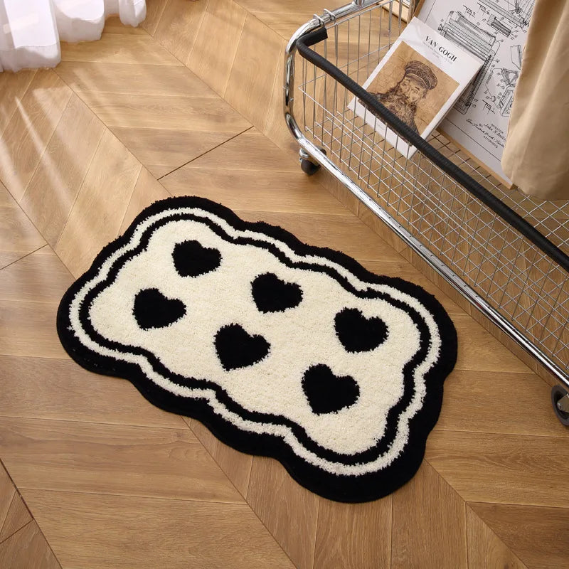 Alfombra de imitación de cachemira, estilo nórdico, en blanco y negro, VIKAMA, cómoda, aislante, para porche, entrada, baño, alfombra para puerta, decoración del hogar