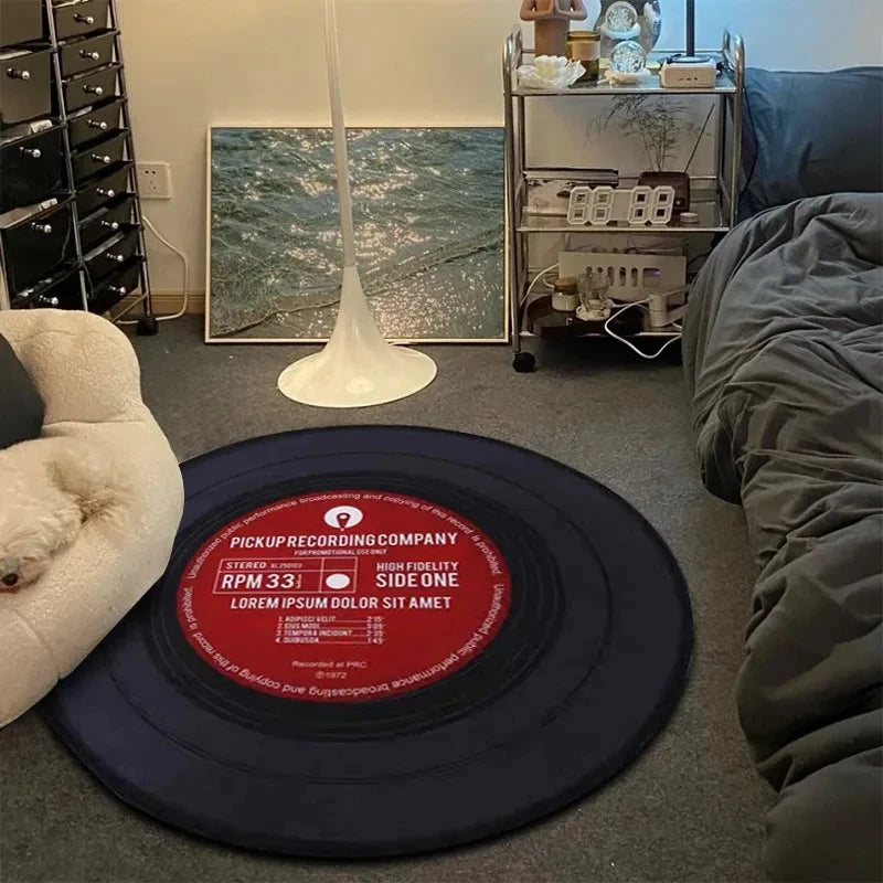 Alfombra VIKAMA para CD de música, alfombra redonda para silla de juegos, alfombrilla de suelo para habitación, sala de estar decorada, salón, alfombra antideslizante de gran superficie