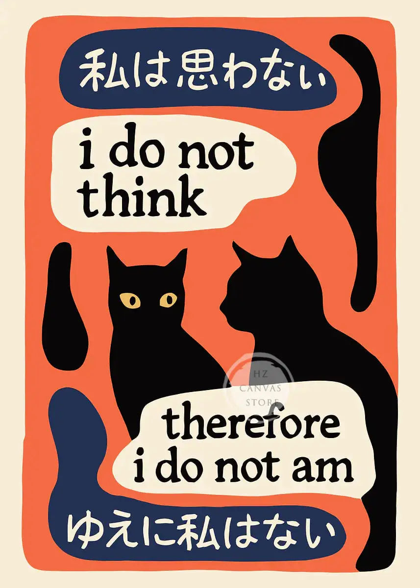 Póster divertido de meme de gato, dibujos animados japoneses de arte de gato, lienzo impreso de cultura de memes de Internet, decoración moderna para sala de estar, dormitorio, regalo